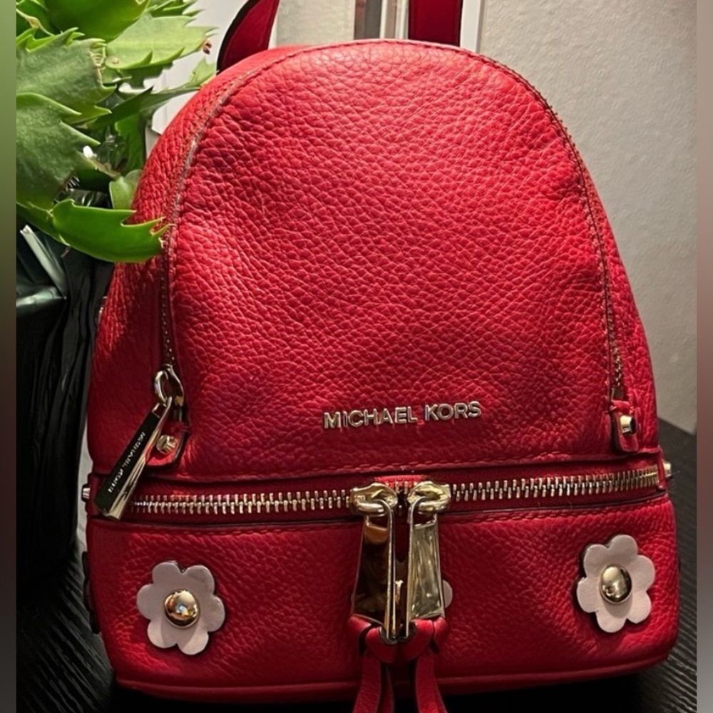 Michael Kors Rhea Mini Floral Appliqué Leather Backpack